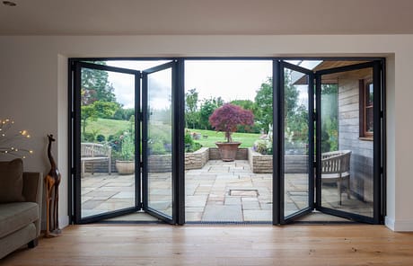 A typical example of a set of bifold doors near Crich