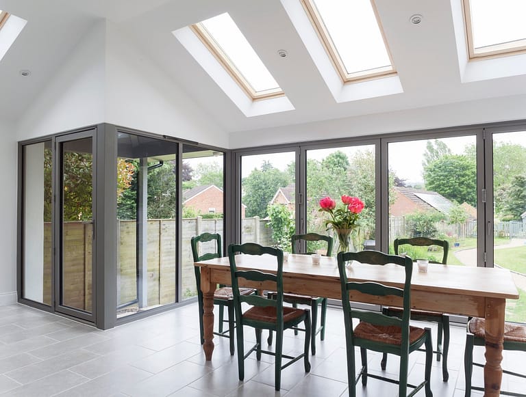 A typical example of a set of bifold doors in Kedleston
